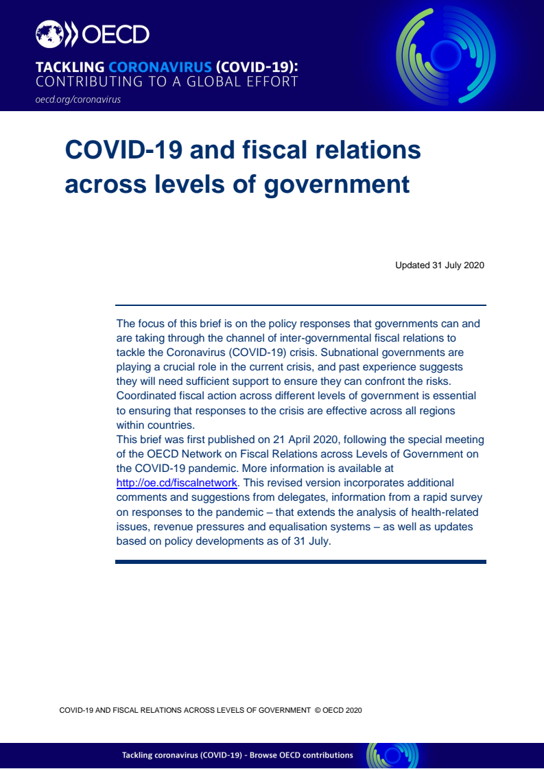 코로나19와 각 정부 간의 재정 관계 (COVID-19 and fiscal relations across levels of government)(2020)