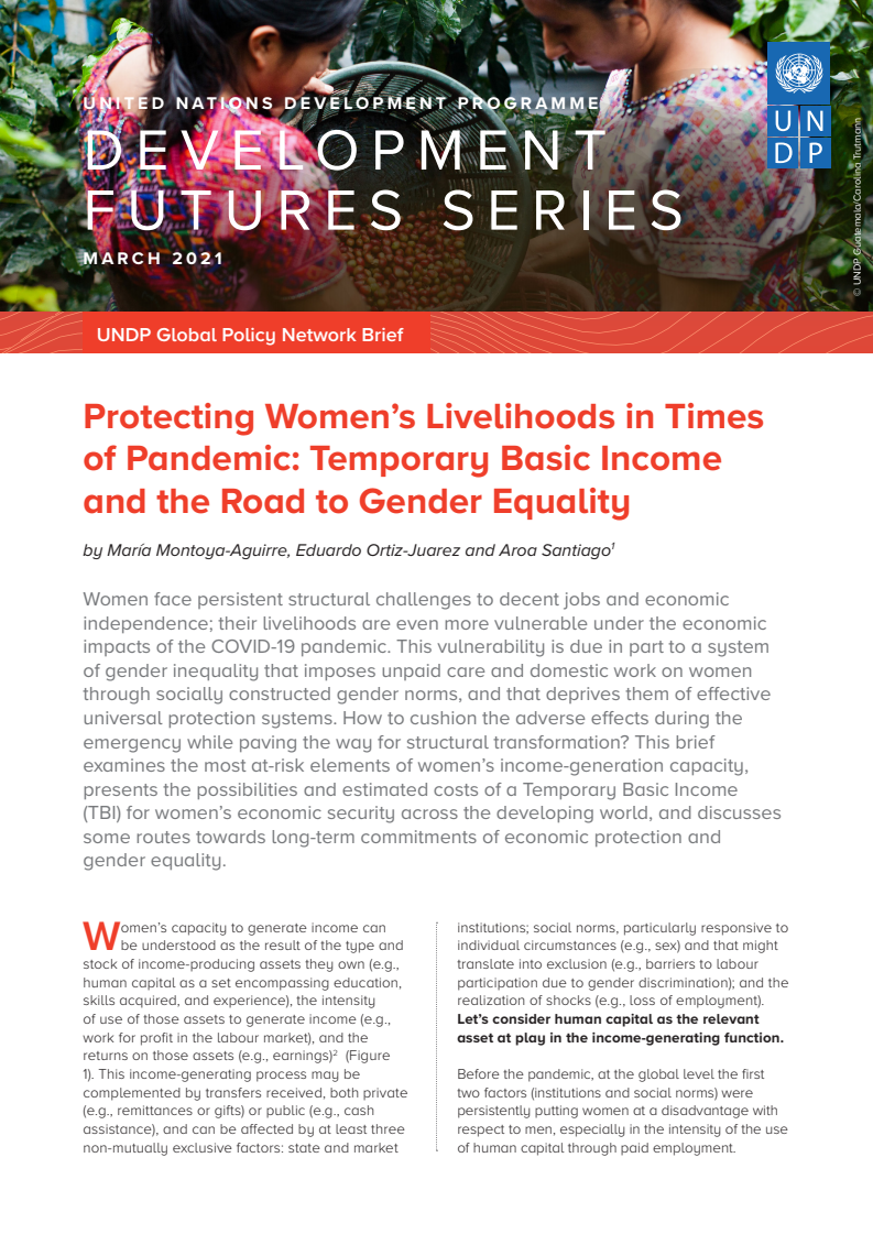 대유행병 시대의 여성생계 보호방안 : 임시기본소득과 젠더 평등 실현 (Protecting Women´s Livelihoods in Times of Pandemic: Temporary Basic Income and the Road to Gender Equality)