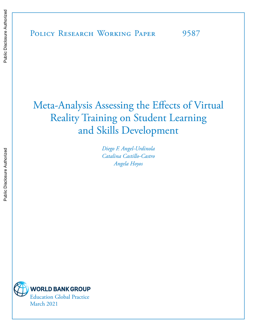 가상현실 훈련이 학생의 학습 및 기술 발달에 미치는 영향을 평가하는 메타분석 (Meta-Analysis Assessing the Effects of Virtual Reality Training on Student Learning and Skills Development)(2021)