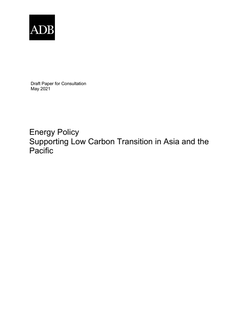 에너지 정책 : 아태지역 저탄소 전환 지원 (Energy Policy: Supporting Low Carbon Transition in Asia and the Pacific)