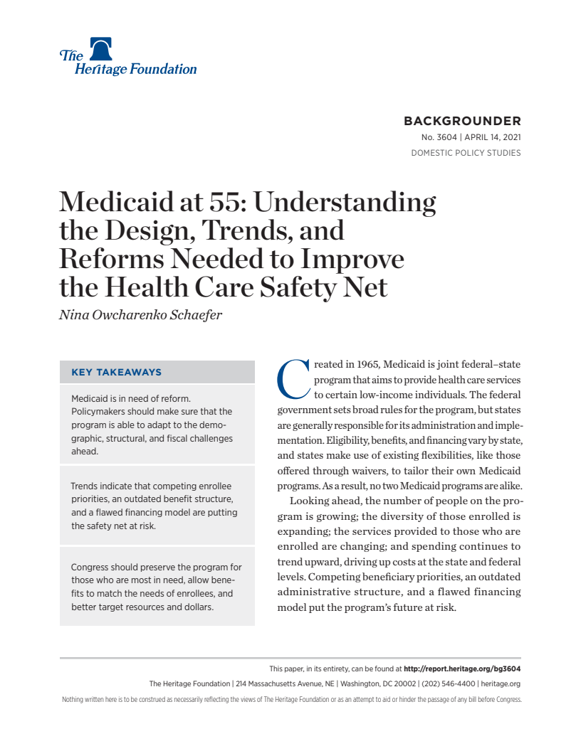 55세 메디케이드 : 보건의료 안전망 개선을 위한 설계, 동향 및 개혁의 이해  (Medicaid at 55: Understanding the Design, Trends, and Reforms Needed to Improve the Health Care Safety Net)