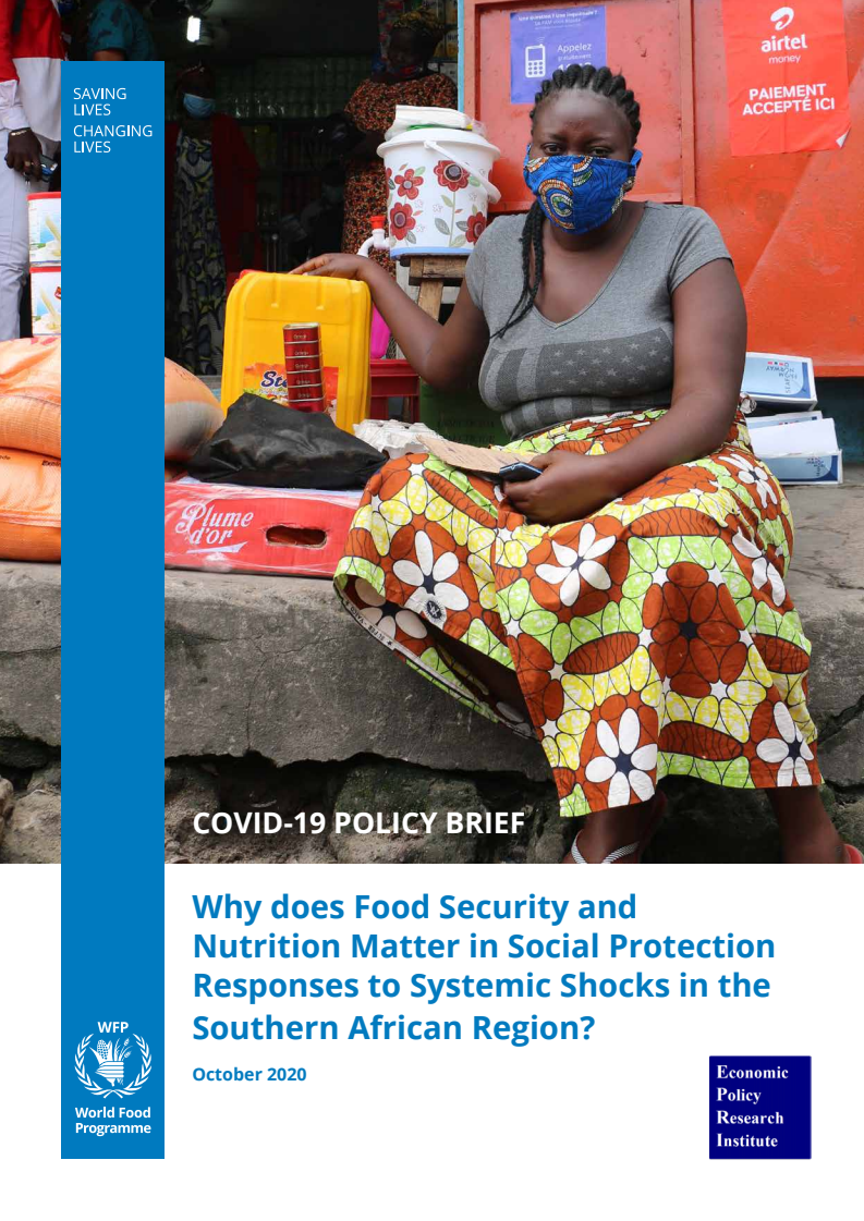 남아프리카 지역의 체계 충격에 대한 사회 보호 대응 조치에서 식량 안보와 영양 공급의 중요성 : 코로나19 정책 보고서 (Why does Food Security and Nutrition Matter in Social Protection Responses to Systemic Shocks in the Southern African Region?: COVID-19 Policy Brief)(2020)