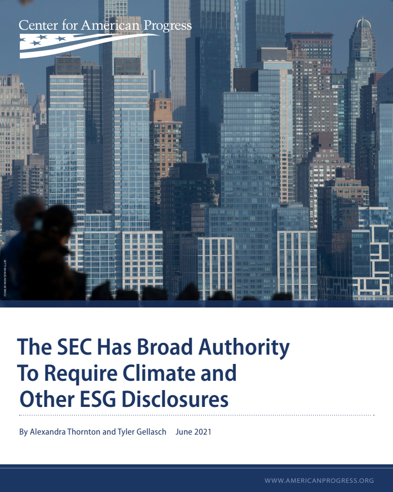 증권거래위원회(SEC)의 기후 및 기타 환경, 사회, 거버넌스(ESG) 공개 요구 권한 (The SEC Has Broad Authority To Require Climate and Other ESG Disclosures)(2021)
