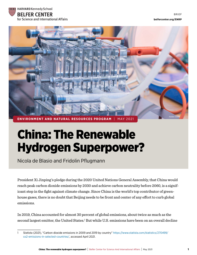 중국이 재생 수소 강국이 될 수 있는 가능성 (China: The Renewable Hydrogen Superpower?)(2021)