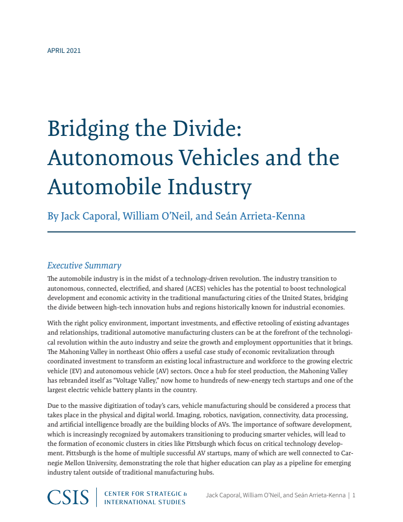 격차 해소 : 자율주행차와 자동차 산업 (Bridging the Divide: Autonomous Vehicles and the Automobile Industry)(2021)