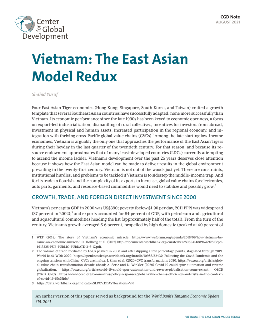 베트남 : 동아시아 모델의 재현 (Vietnam: The East Asian Model Redux)
