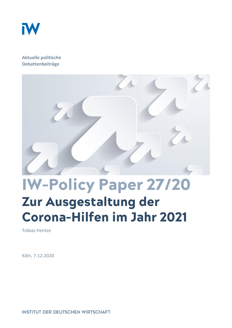 2021년 독일 코로나19 지원금 시행 설계 (Zur Ausgestaltung der Corona-Hilfen im Jahr 2021)(2020)