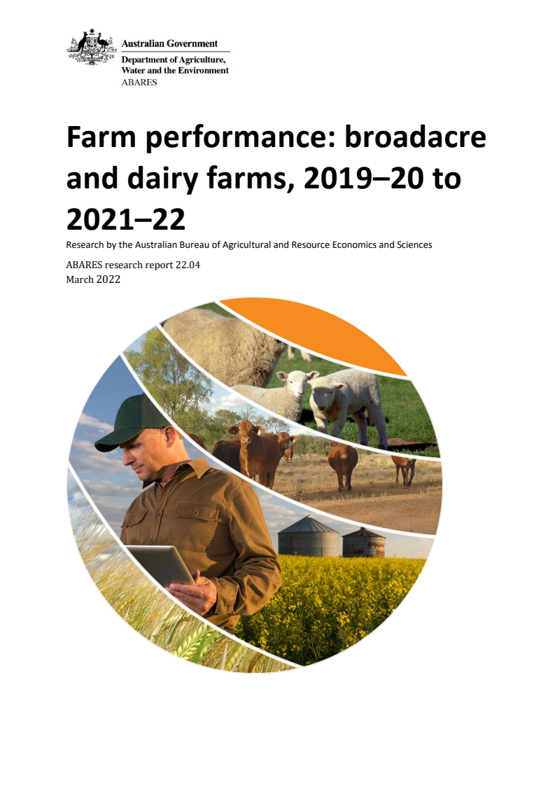 농업 성과 : 대규모 농장과 낙농장, 2019-20년에서 2021-22년까지 (Farm performance: broadacre and dairy farms, 2019–20 to 2021–22)