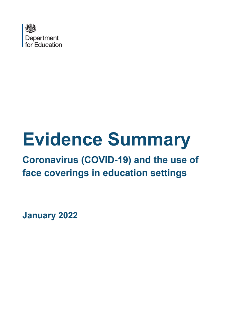 증거 요약 : 코로나19와 교육 환경에서의 마스크 사용 (Evidence Summary: Coronavirus (COVID-19) and the use of face coverings in education settings )(2022)