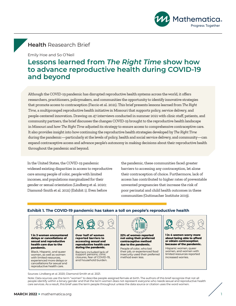 더라이트타임(The Right Time)의 교훈을 통해 살펴본 코로나19 기간 및 그 이후 생식건강 증진방법 (Lessons Learned from The Right Time Show How to Advance Reproductive Health During COVID-19 and Beyond)