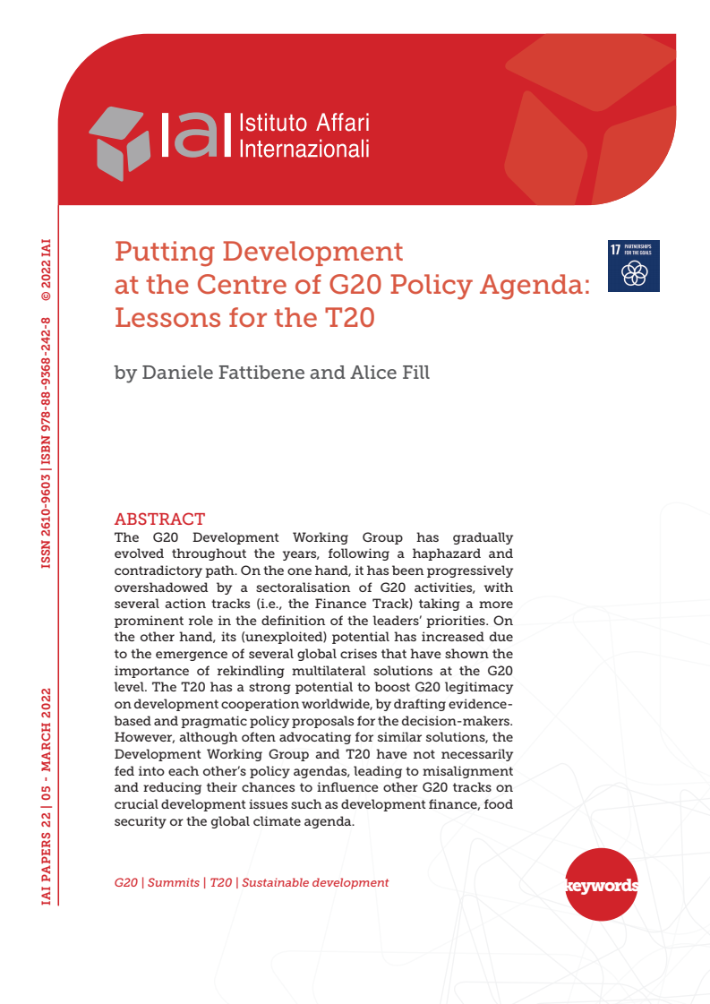 개발을 G20 정책 의제의 중심에 두기 : T20을 위한 교훈 (Putting Development at the Centre of G20 Policy Agenda: Lessons for the T20)