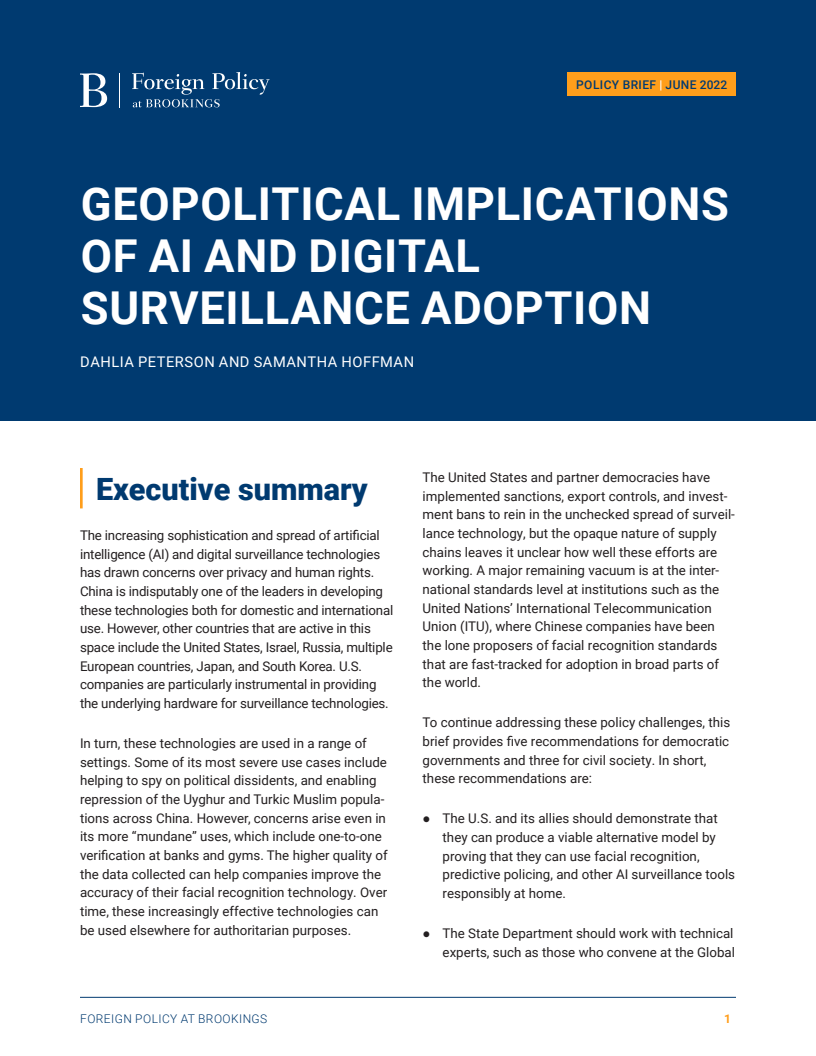 인공지능(AI)과 디지털 감시 도입의 지정학적 영향 (Geopolitical implications of AI and digital surveillance adoption)