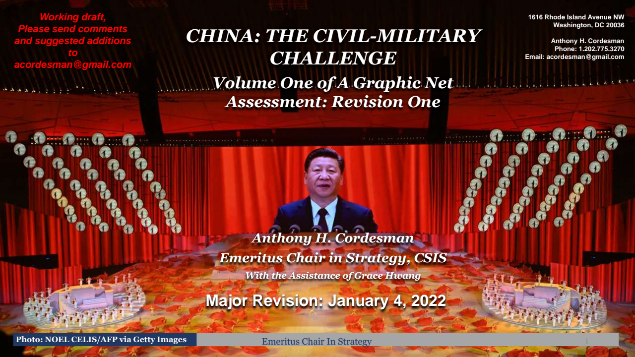 중국 : 민간 및 군사 부문의 과제 : 그래픽 총괄 평가 제1권  (China: The Civil-Military Challenge: Volume One of a Graphic Net Assessment)