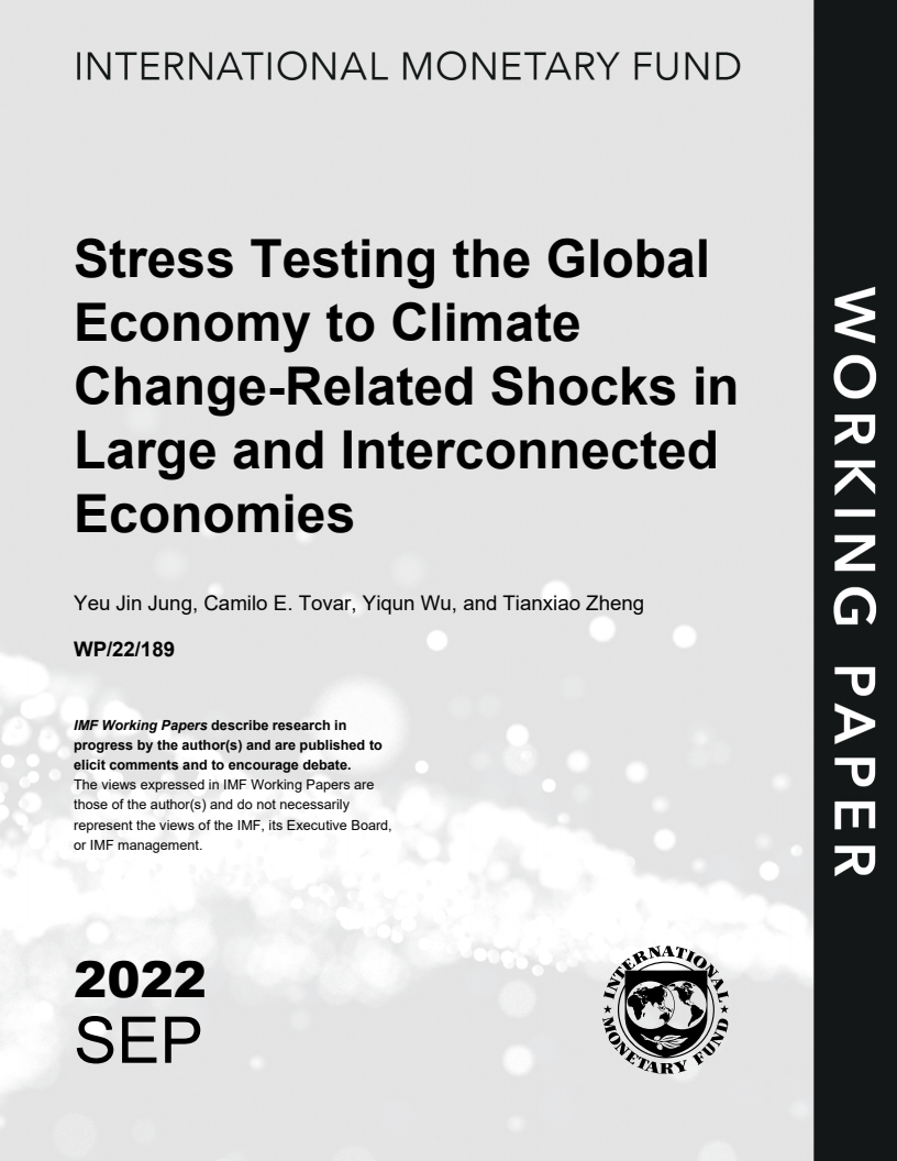 대규모의 상호 연결된 경제에서 기후변화 관련 충격에 대한 세계 경제의 스트레스 테스트 (Stress Testing the Global Economy to Climate Change-Related Shocks in Large and Interconnected Economies)