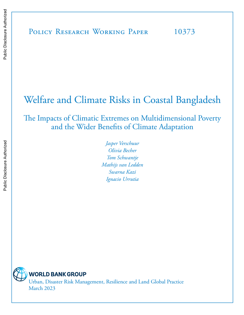 방글라데시의 연안의 복지 및 기후 위기 : 극한기후가 다차원 빈곤과 기후적응의 간접편익에 미치는 영향 (Welfare and Climate Risks in Coastal Bangladesh: The Impacts of Climatic Extremes on Multidimensional Poverty and the Wider Benefits of Climate Adaptation)(2023)