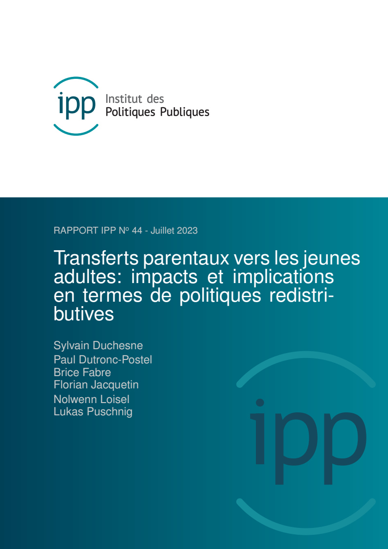 젊은 성인에 대한 부모의 재정적 지원 : 재분배 정책 관잠에서의 영향 및 결과 (Transferts parentaux vers les jeunes adultes: impacts et implications en termes de politiques redistributives) 표지