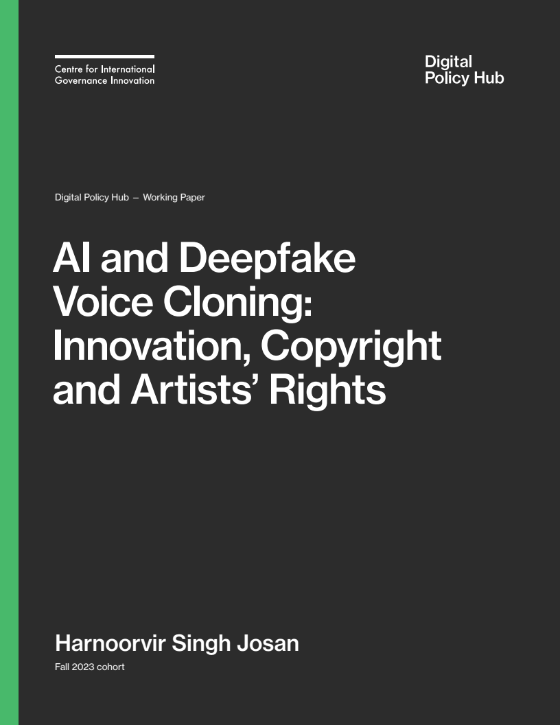 인공지능(AI) 및 딥페이크 음성 복제 : 혁신, 저작권 및 창작자의 권리 (AI and Deepfake Voice Cloning: Innovation, Copyright and Artists’ Rights)(2024)